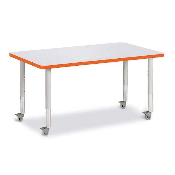 Jonti-Craft Berries Rectangle Activity Table, 30 in. x 48 in., Mobile, Freckled Gray/Orange/Gray 6473JCM114 - main